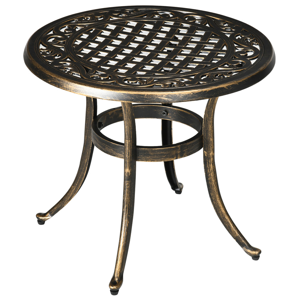 Round outdoor side table, bronze color