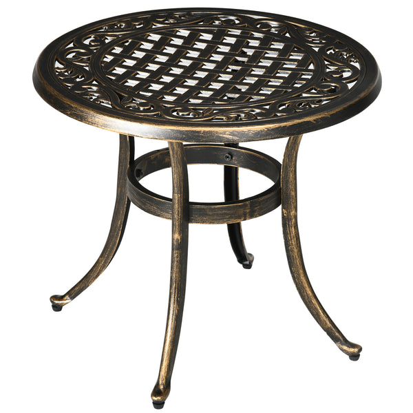 Round outdoor side table, bronze color