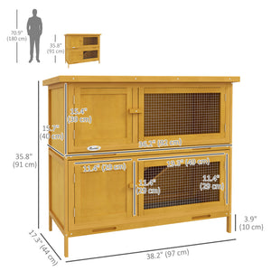 Wooden hutch with 2 large main compartments