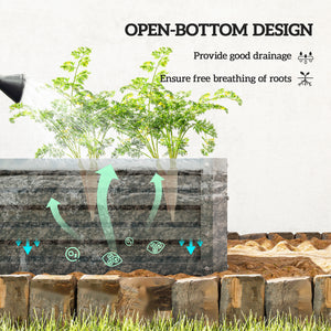 Set of 2 galvanized raised planters, dark grey