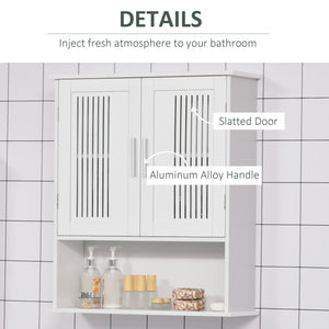 Modern 2-Door Wall-Mounted Bathroom Cabinet with Shelf, White