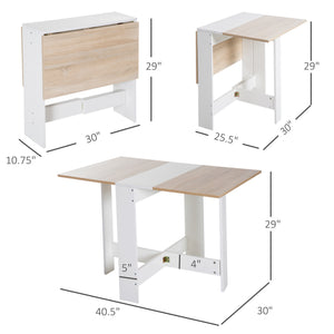 Folding wooden dining table, white/oak