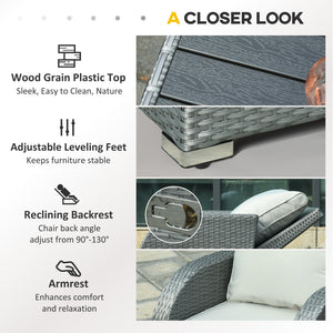 6-piece outdoor sofa set in woven rattan, grey