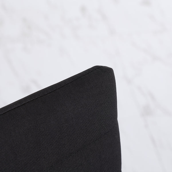 Set of 4 Linen Upholstered High Back Dining Chairs with Metal Legs, Black