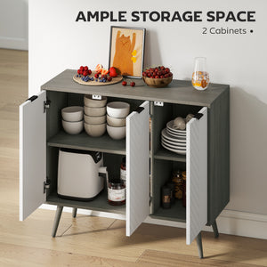 Modern sideboard with adjustable shelves and 3 doors, grey