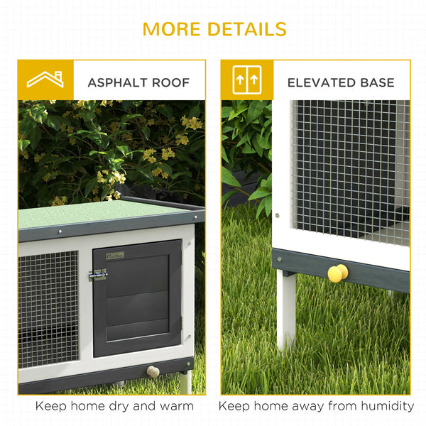 Wooden hutch with pull-out tray and opening roof, dark gray