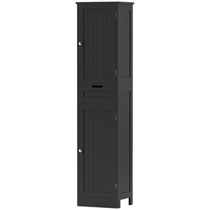 Freestanding bathroom cabinet with drawer and 2 doors, black