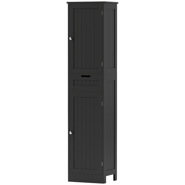 Freestanding bathroom cabinet with drawer and 2 doors, black