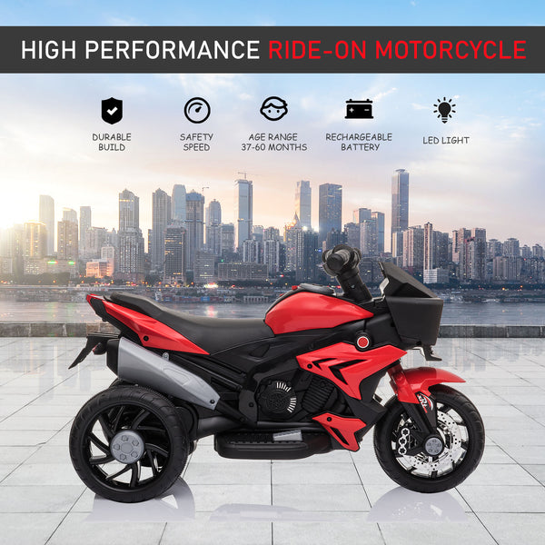 6V Electric Motorcycle with Musical Horn and Headlights, Red