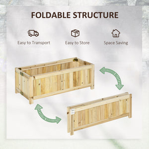 Folding raised wooden planter for garden and terrace