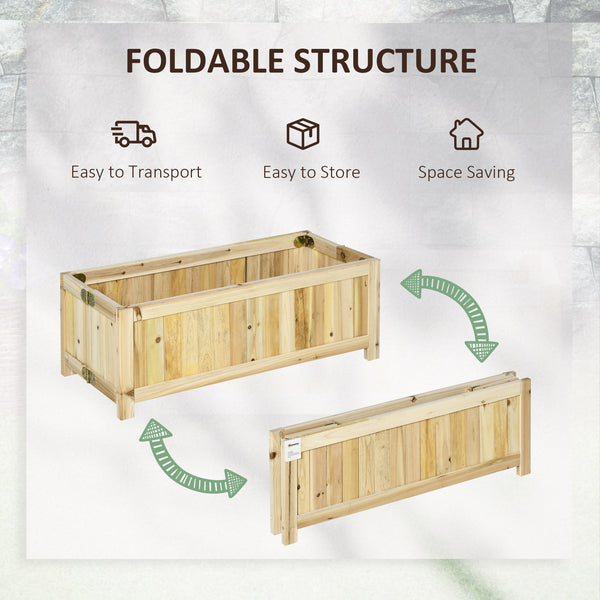 Folding raised wooden planter for garden and terrace