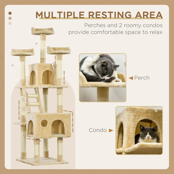 172cm Multi-Level Cat Tree, Beige
