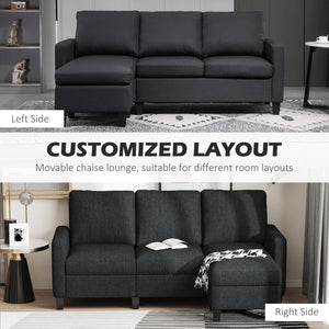 Modern sectional sofa with ottoman, dark gray