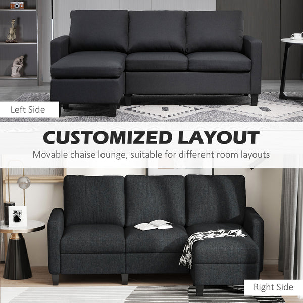 Modern sectional sofa with ottoman, dark gray