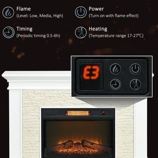1400W Electric Fireplace with White Mantel