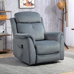 Fauteuil inclinable gris foncé avec fonction massage par vibrations et poches latérales de rangement, parfait pour détente à la maison
