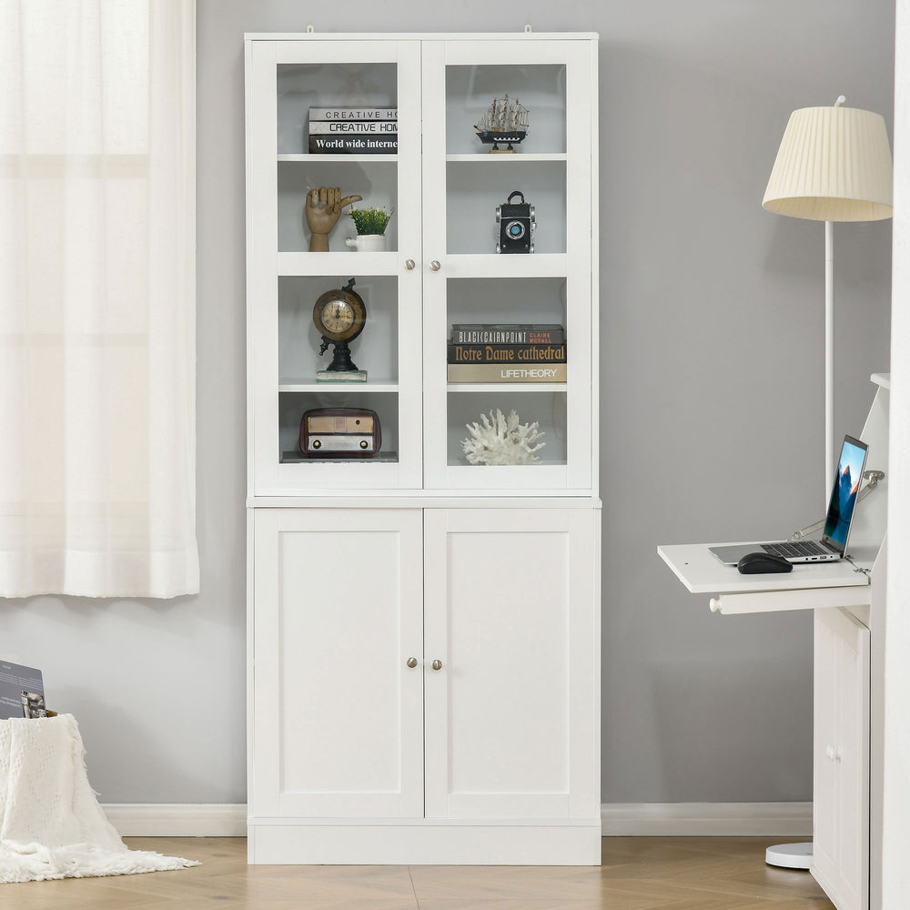 Bookcase with doors, shelf and 2 adjustable shelves, white
