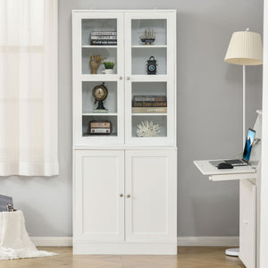 Bookcase with doors, shelf and 2 adjustable shelves, white