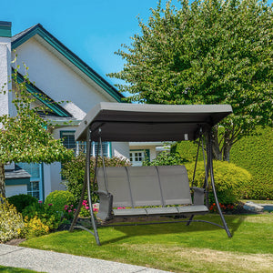 3-seater swing with high backrest and adjustable canopy, dark grey