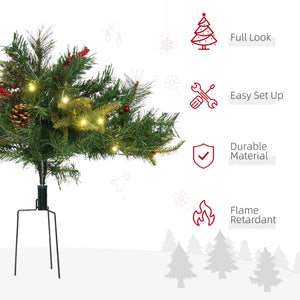 Small 1.5 ft lighted artificial Christmas tree with pinecones and red berries – Indoor and outdoor