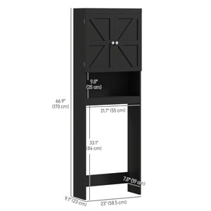 Modern Bathroom Cabinet with Barn Doors and Open Shelf, Black