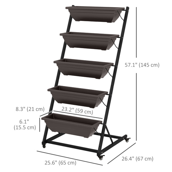 5-tier raised vertical planter with 5 containers
