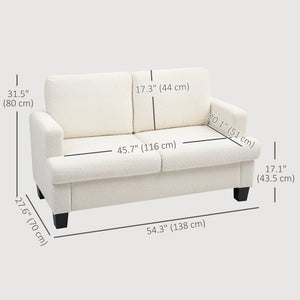2 seater sofa with removable cushions and wooden frame, cream white