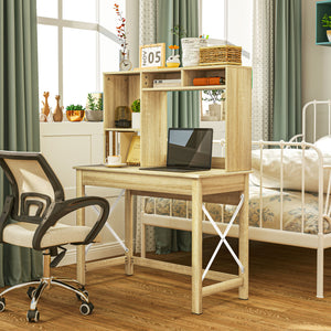 Computer desk with shelf, storage and compartments