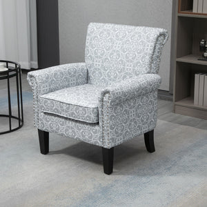 Upholstered accent chair with soft linen fabric, gray