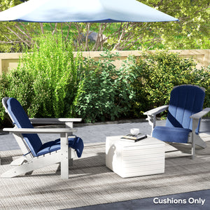 Set of 2 High Back Adirondack Chair Cushions with Ties, High Density Foam, Navy Blue