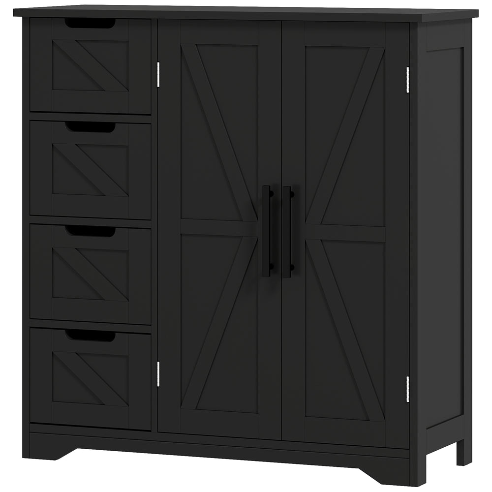 Country Style Bathroom Cabinet with Adjustable Shelf, Black