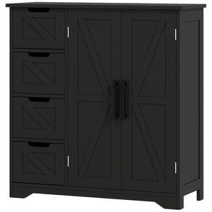 Country Style Bathroom Cabinet with Adjustable Shelf, Black