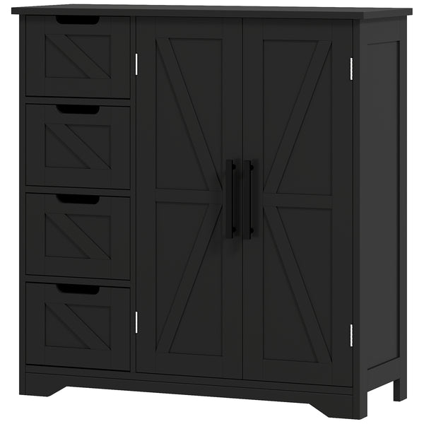 Country Style Bathroom Cabinet with Adjustable Shelf, Black