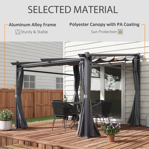 Metal pergola with sliding roof, retractable pergola, 3 m x 3 m, dark grey