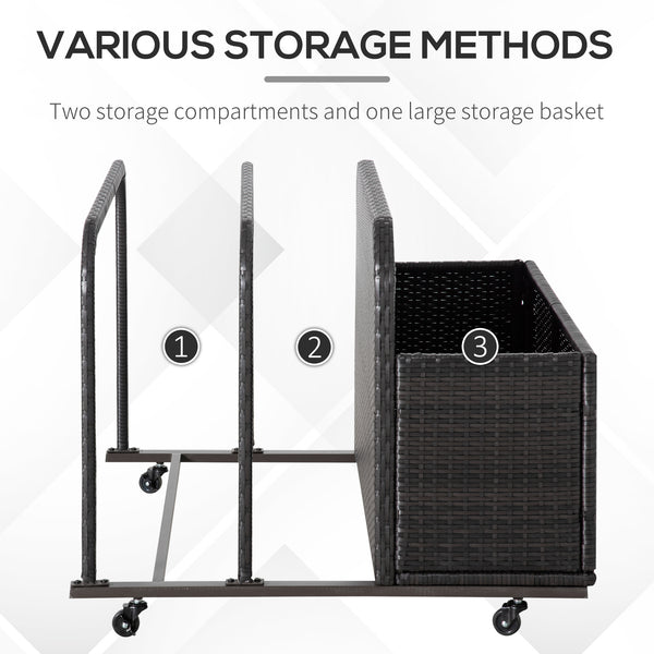 Rolling pool storage unit, brown