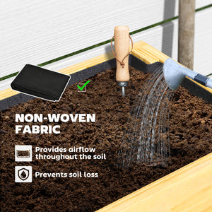 Raised Bed with Storage Shelf, Garden Patio Covering, Natural Wood