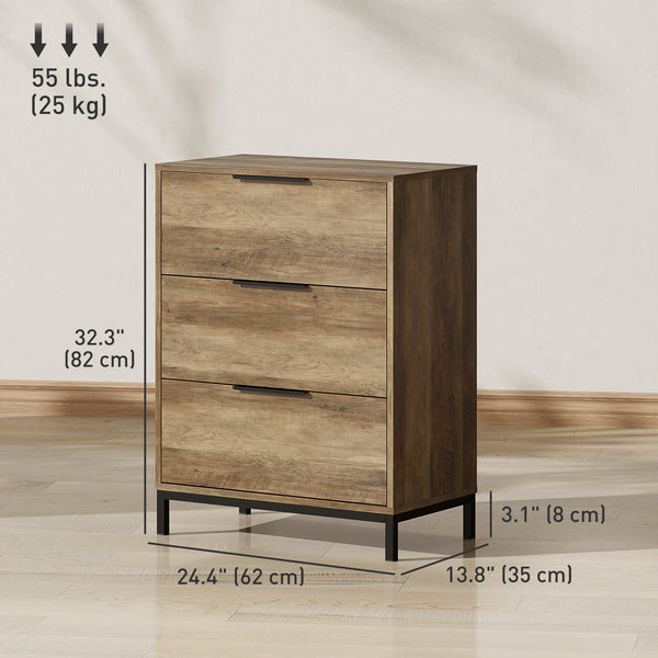 Bedroom chest of drawers with 3 drawers, natural color