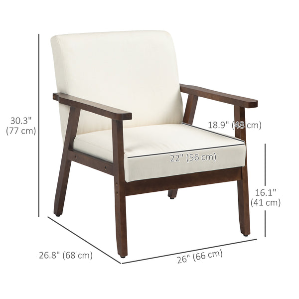 Modern accent chairs with upholstered seat, cream white