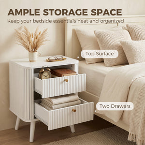 White 2-drawer nightstands, set of 2