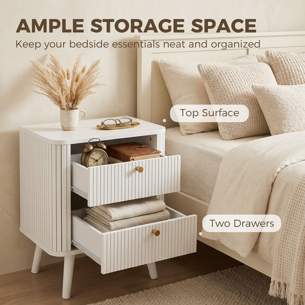 White 2-drawer nightstands, set of 2
