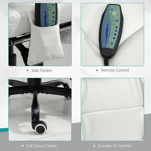 7-point vibrating massage chair with footrest, white