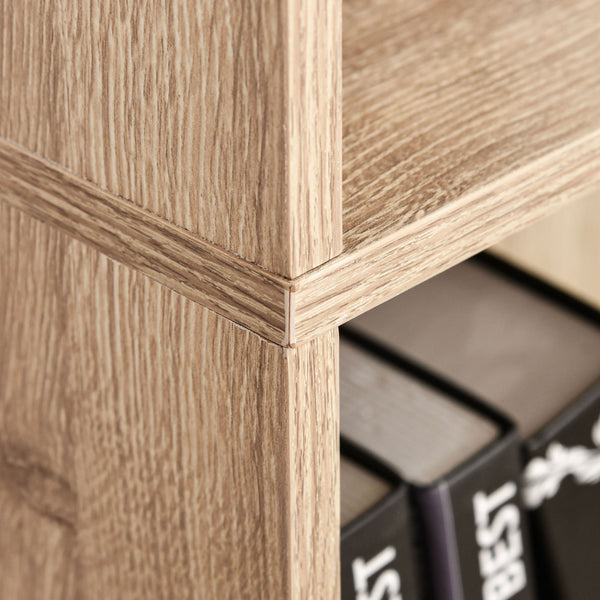 5-Tier Bookcase with Adjustable Shelves, Natural Wood