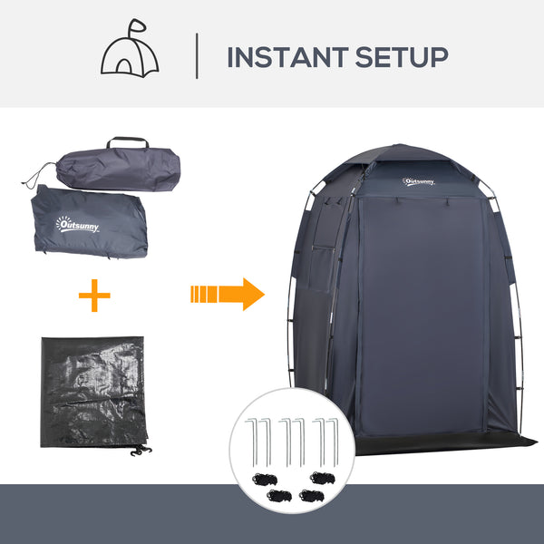 Shower Tent 60" x 60" x 82" Extra Large, Portable Privacy Camping Shelter with Windows and Ground Sheet, Dark Blue