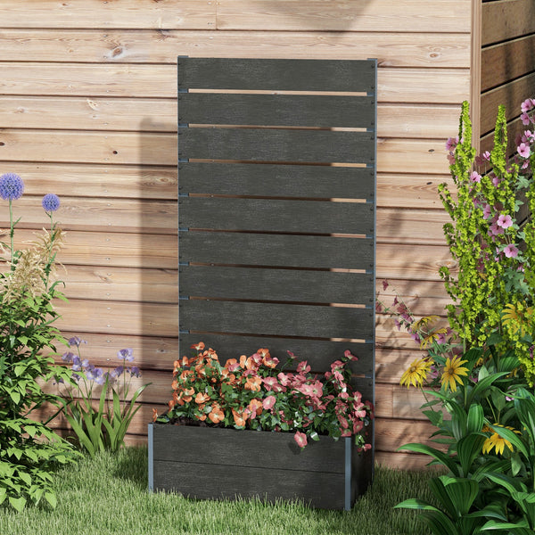 Raised planter with trellis for climbing plants, black