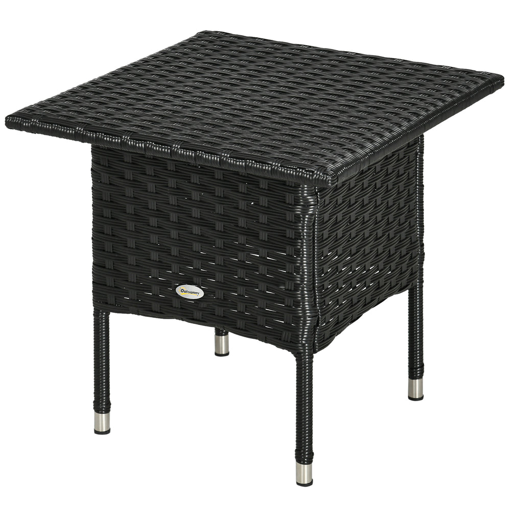 Black resin wicker patio coffee table