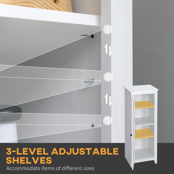 Storage unit with barn door and adjustable shelves, white