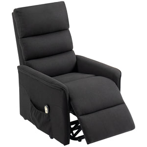 Electric Lift and Recliner Chair with Remote Control, Side Pockets, Black