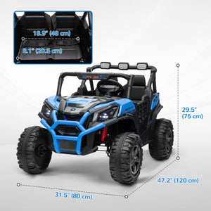 24V 2-seater electric car for children with remote control, 3 speeds, blue