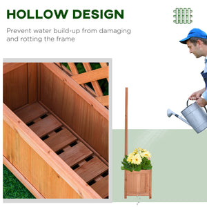 Wooden planter with trellis for climbing plants, brown