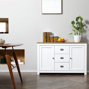 Modern sideboard with 3 drawers and adjustable shelves, white
